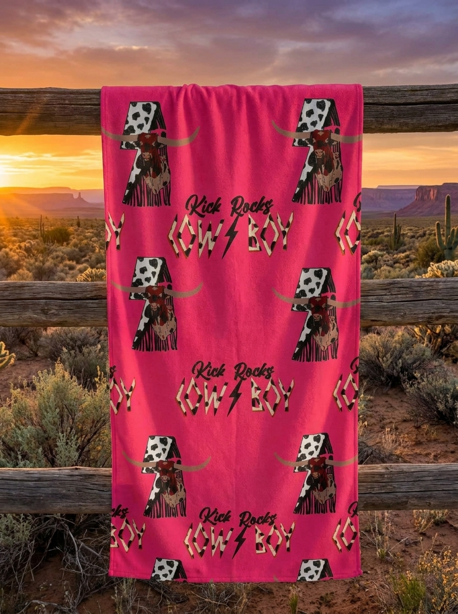 Kick Rocks Cowboy Western Towel