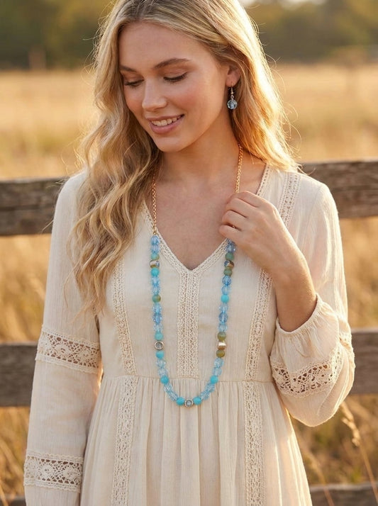 Blue Stone Necklace & Earring Set