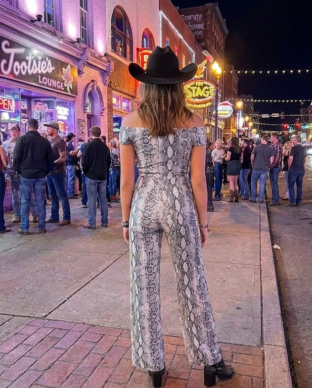 Womens Python Bootcut Cutout Jumpsuit