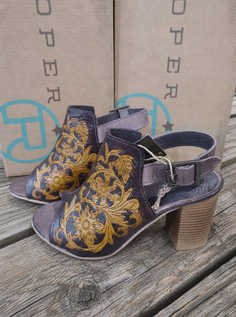 Roper Mika Open-Toe Mule Heels
