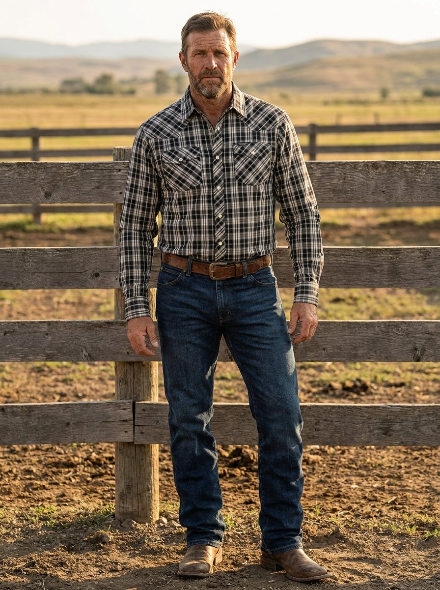 Wrangler Outdoor Plaid Pearl Snap Shirt