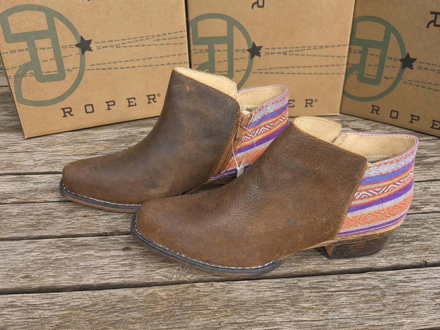 Roper Serape Heel Fashion Booties – Snip Toe