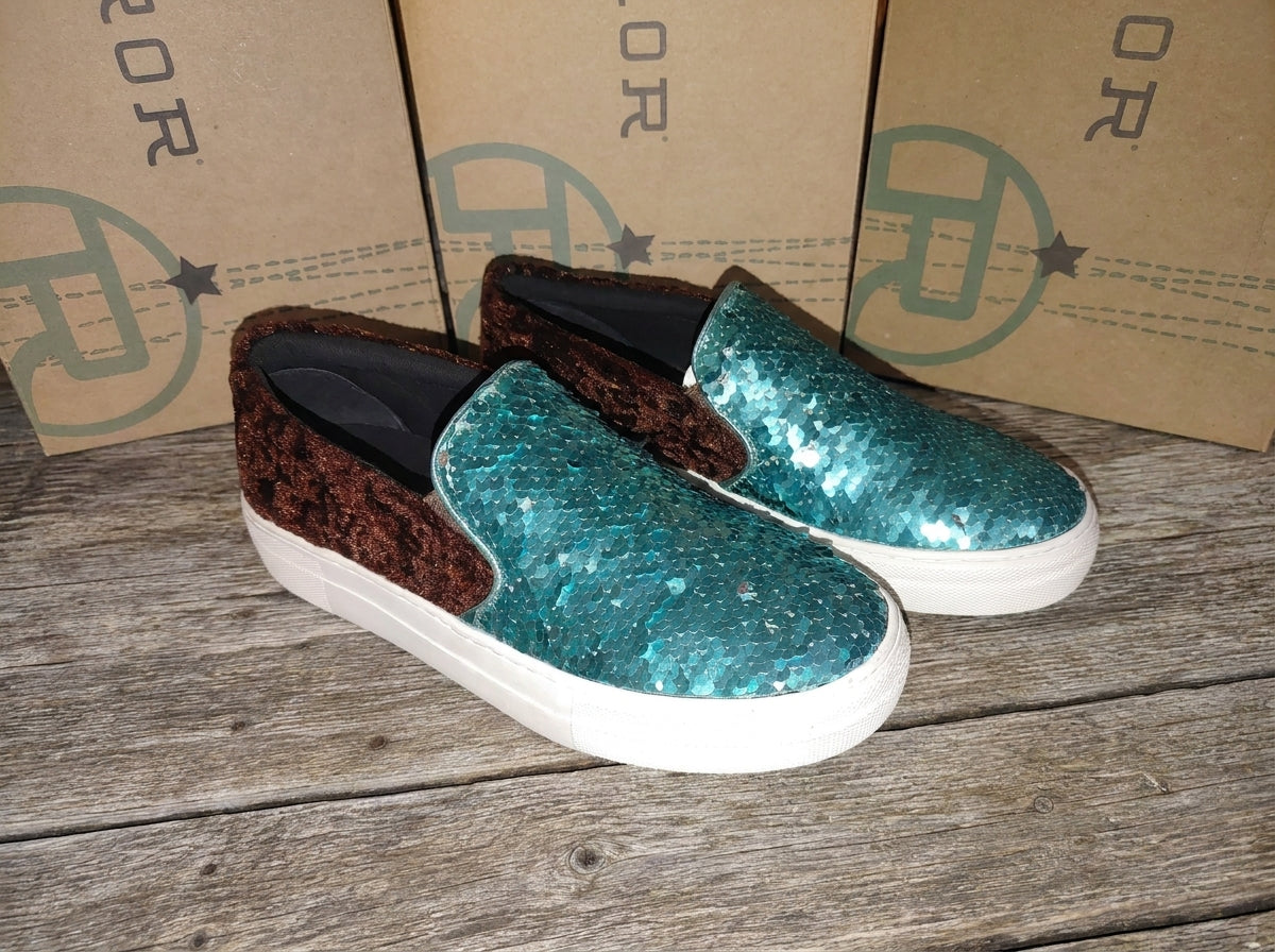 Roper Teal Reversible Sequin Slip-On Sneakers