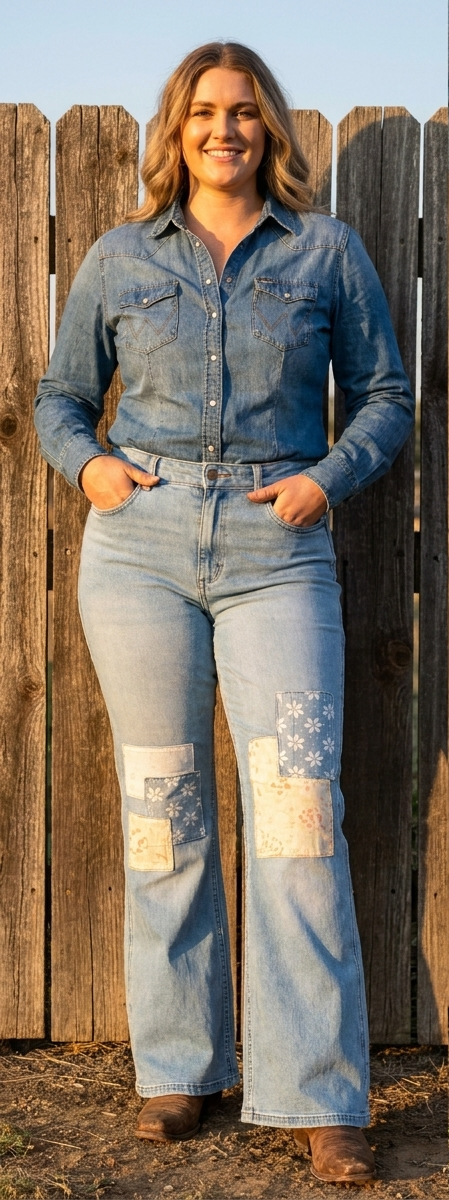 Wrangler Billabong Patchwork Flare Jeans