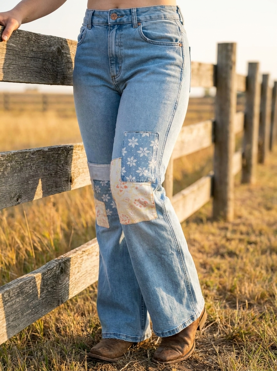 Wrangler Billabong Patchwork Flare Jeans