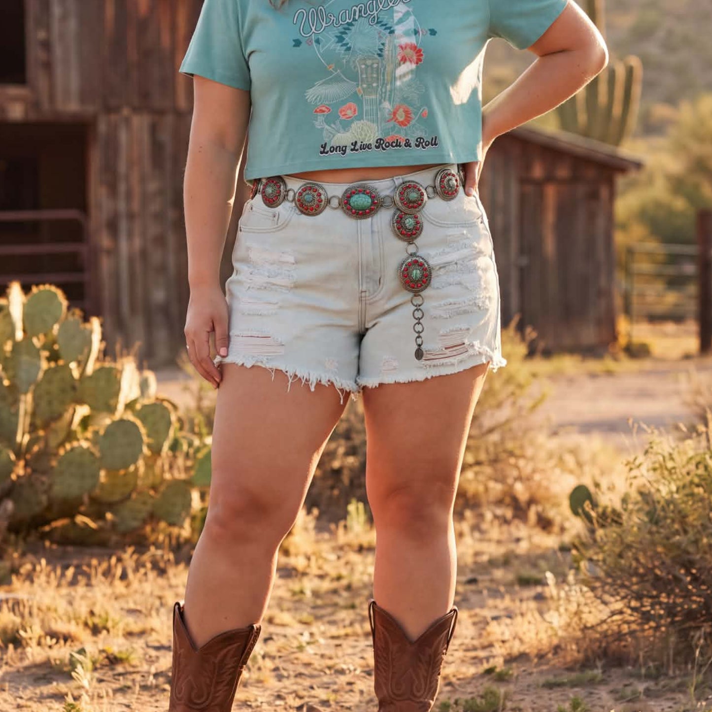 High-Rise Distressed Denim Shorts