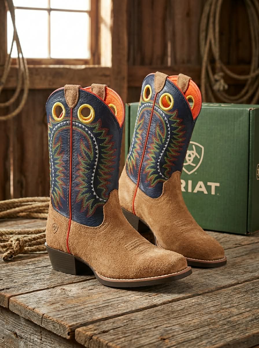 Ariat Kids Derby Monroe Western Boot - Tan Roughout