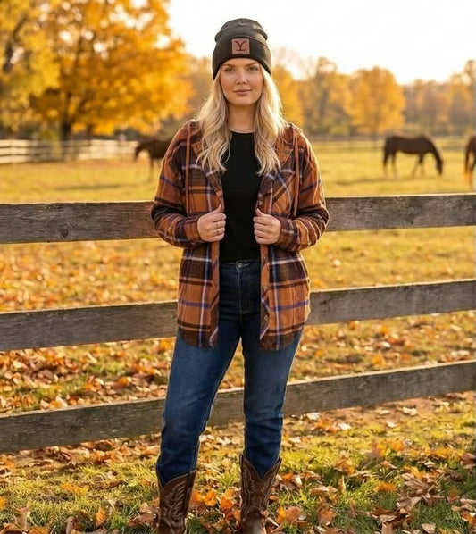 Cabin Plaid Boyfriend Hooded Button-Down