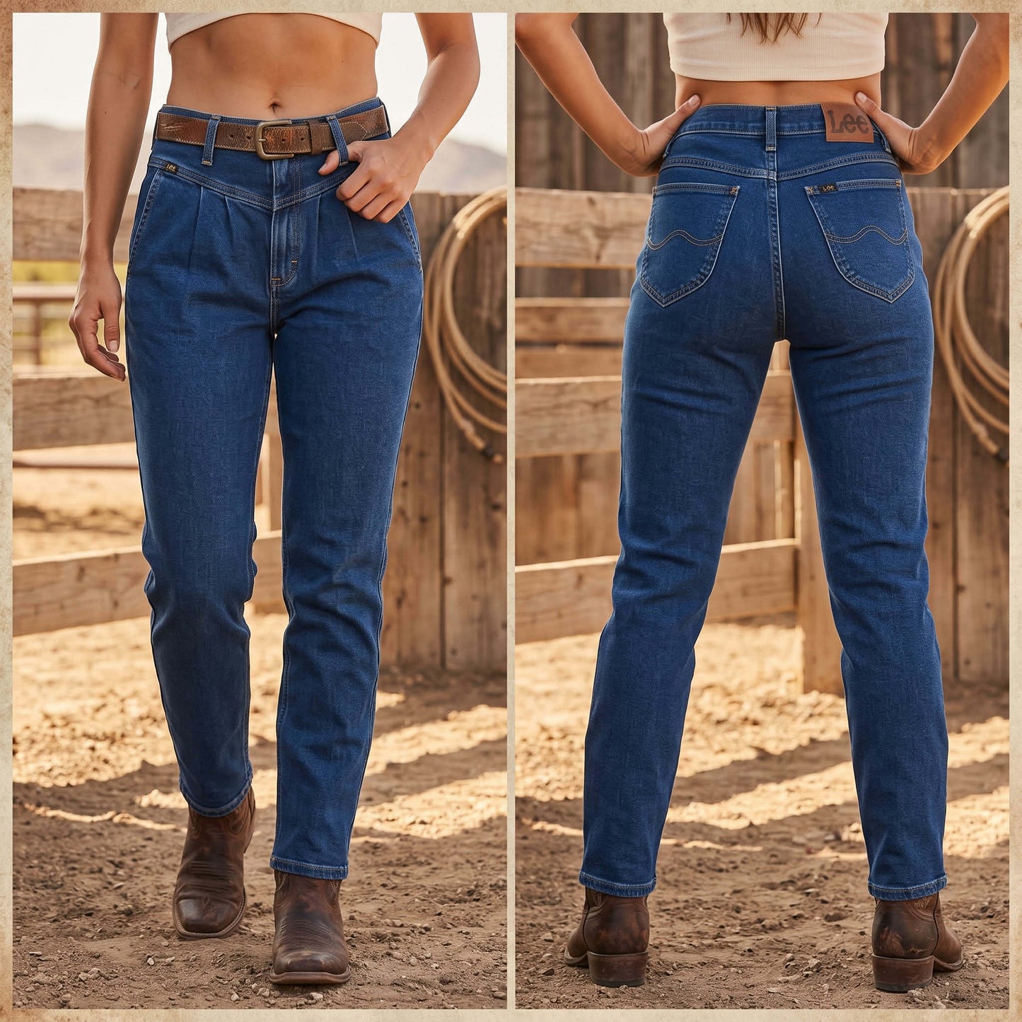 Lee High Rise Yoke Pleated Jeans
