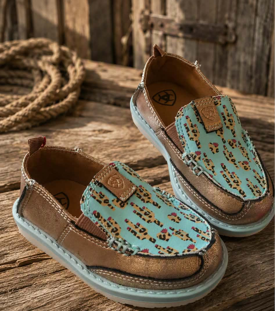 Ariat Lil' Stompers Piper Toddler Cruiser - Gold & Turquoise Cactus Leopard