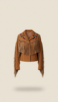 Saddle brown fringe suede jacket