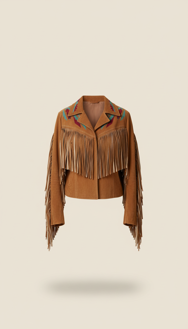 Saddle brown fringe suede jacket