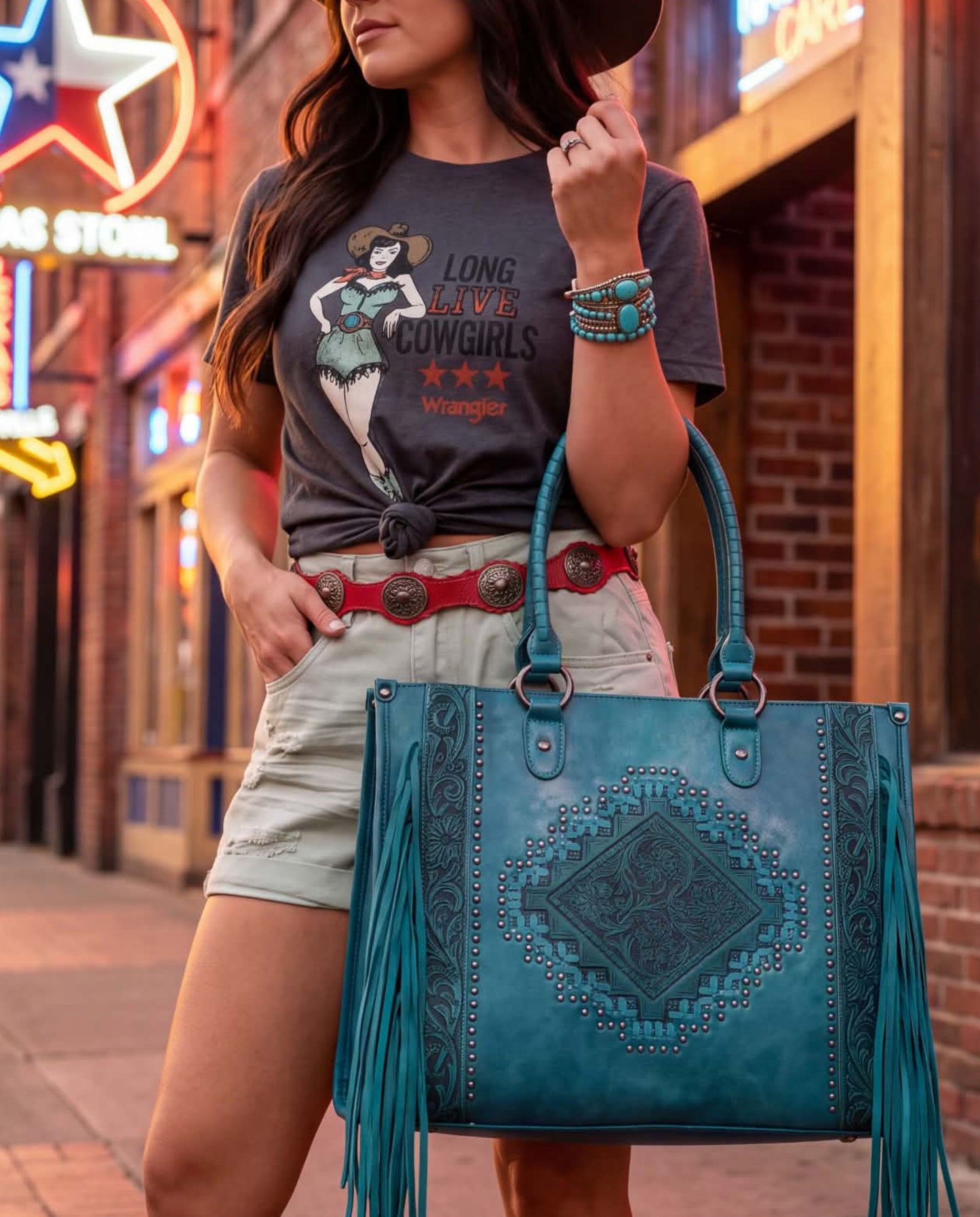 Wrangler Long Live Cowgirls Pin-Up Graphic Tee