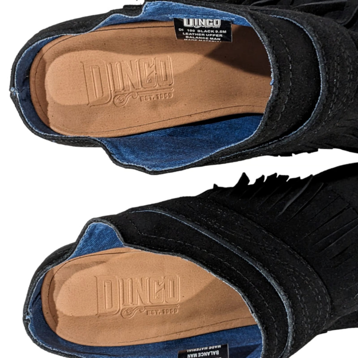 Dingo Black Suede Fringe Western Heels
