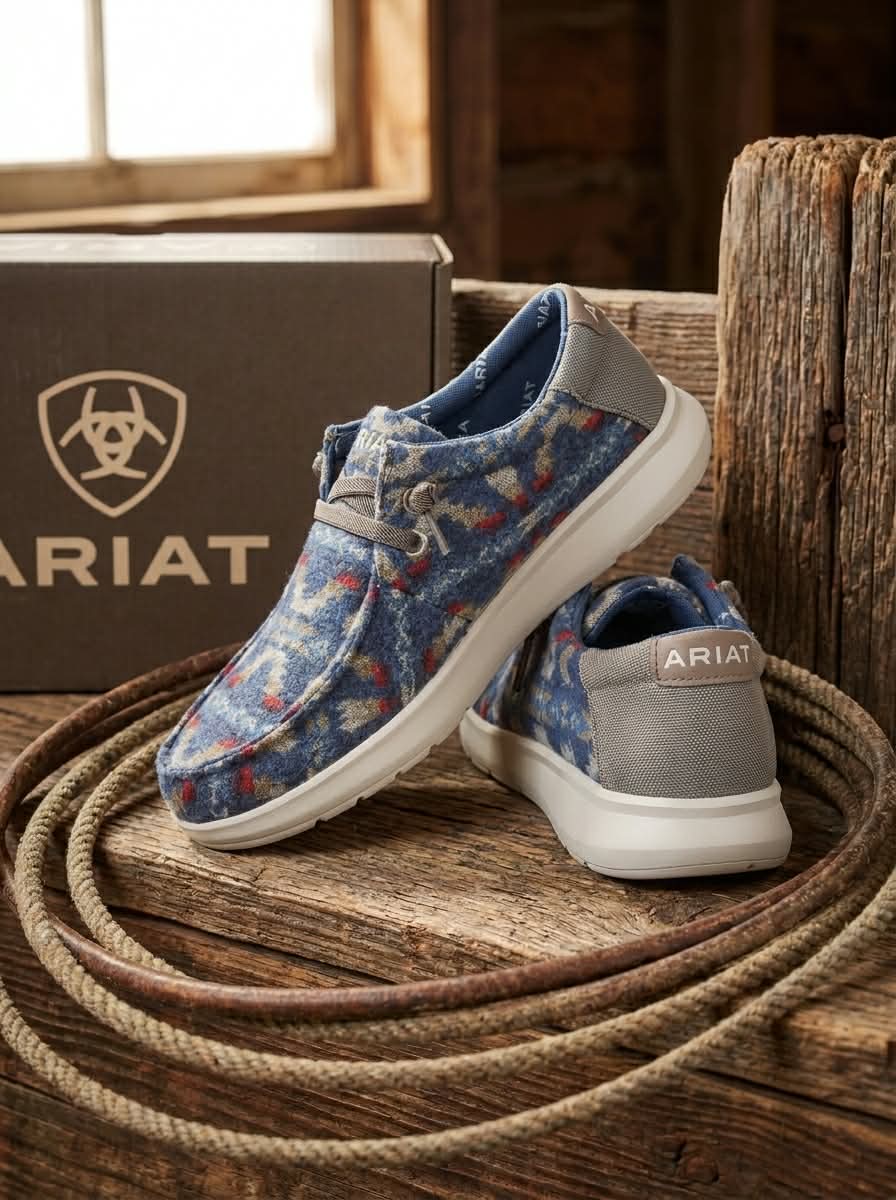 Ariat Men's Hilo Stretch Lace Casual Shoes - Blue Blanket Wooly