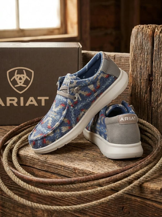 Ariat Men's Hilo Stretch Lace Casual Shoes - Blue Blanket Wooly