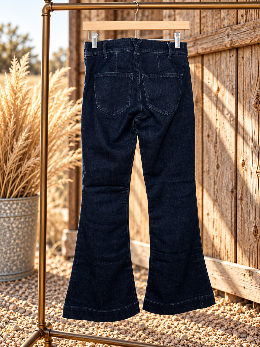 Silver Lining Button Detail Trouser Flare Jeans