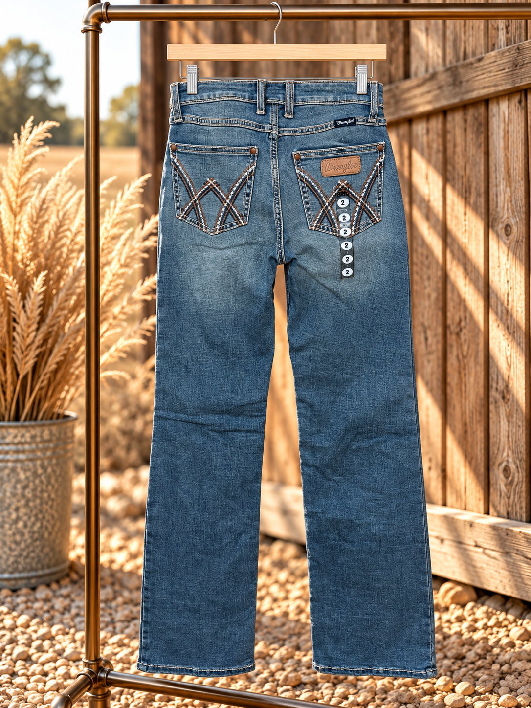 Wrangler Western Stitch Bootcut Jeans – Medium Wash