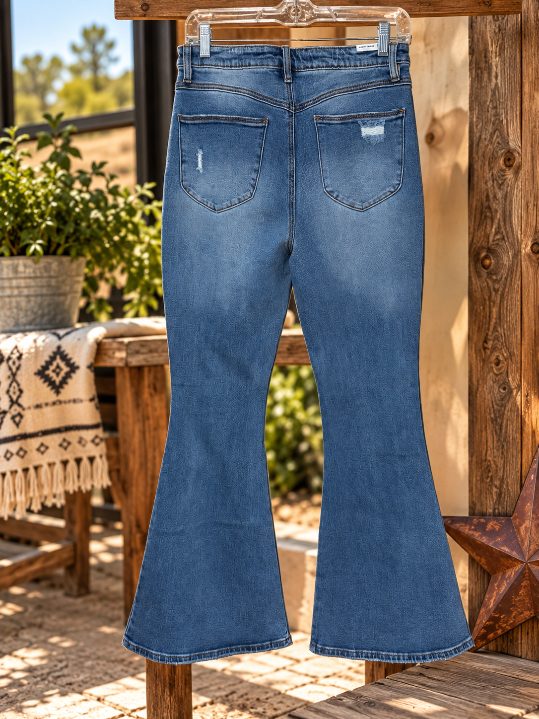 High Rise Distressed Flare Jeans