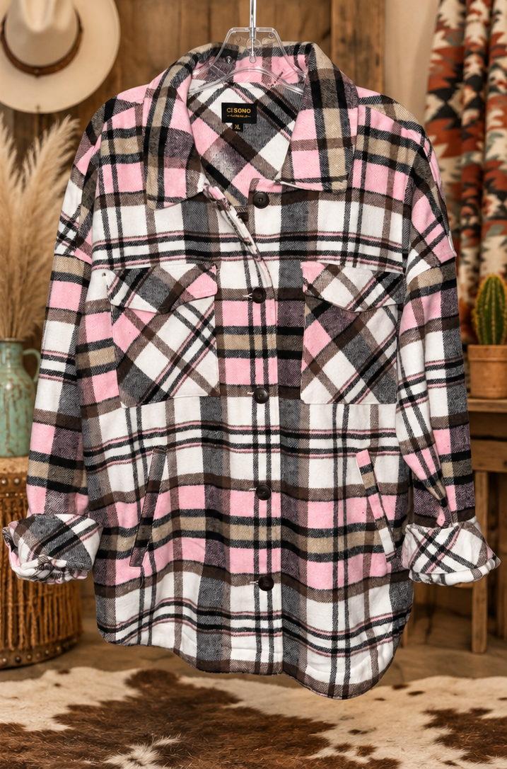 Blush Canyon Plaid Shacket – Pink Multi