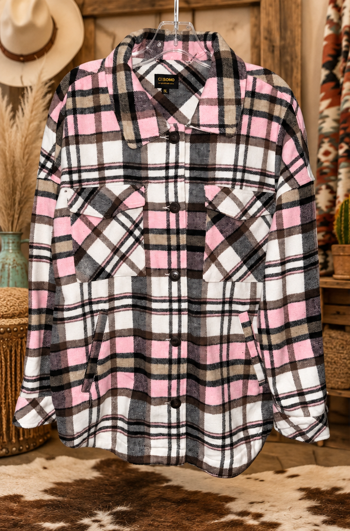 Blush Canyon Plaid Shacket – Pink Multi