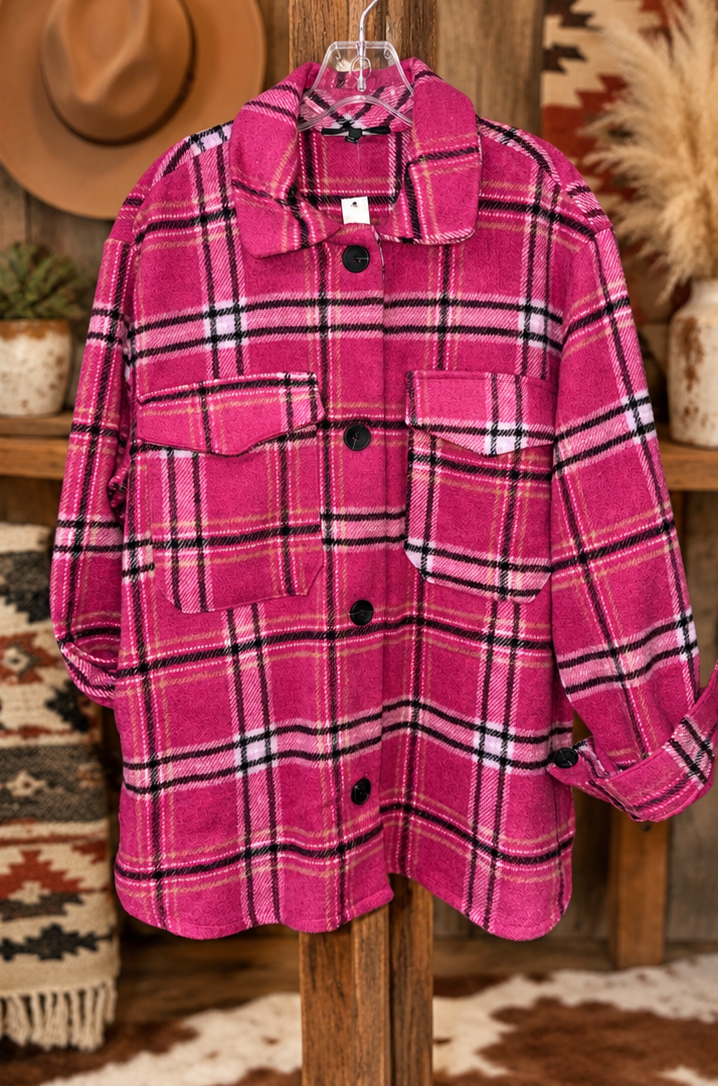 Wild Rose Plaid Shacket – Magenta Multi