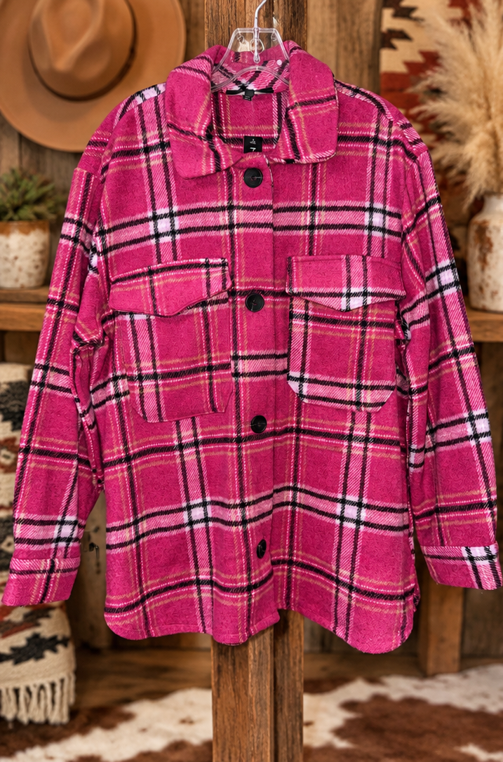 Wild Rose Plaid Shacket – Magenta Multi