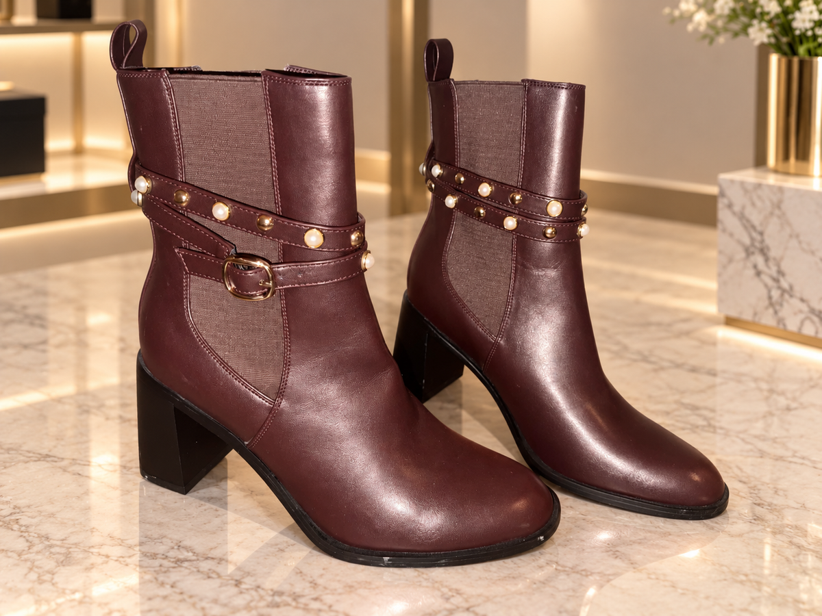 Espresso Pearl Stud Booties