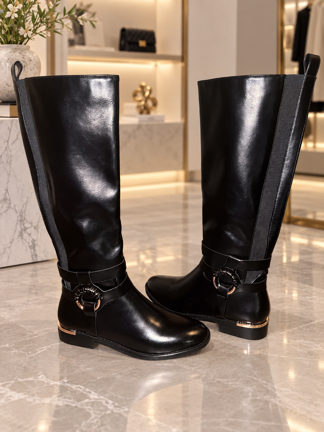Midnight Luxe Fleece Lined Riding Boots