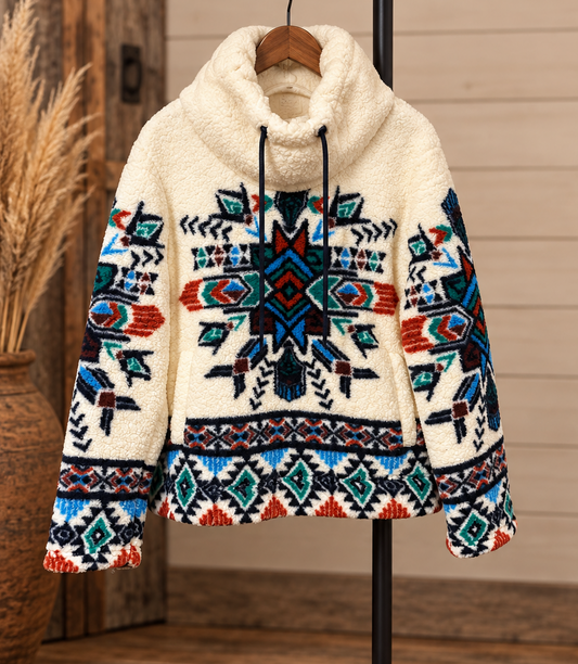 Desert Turquoise Southwestern Sherpa Pullover