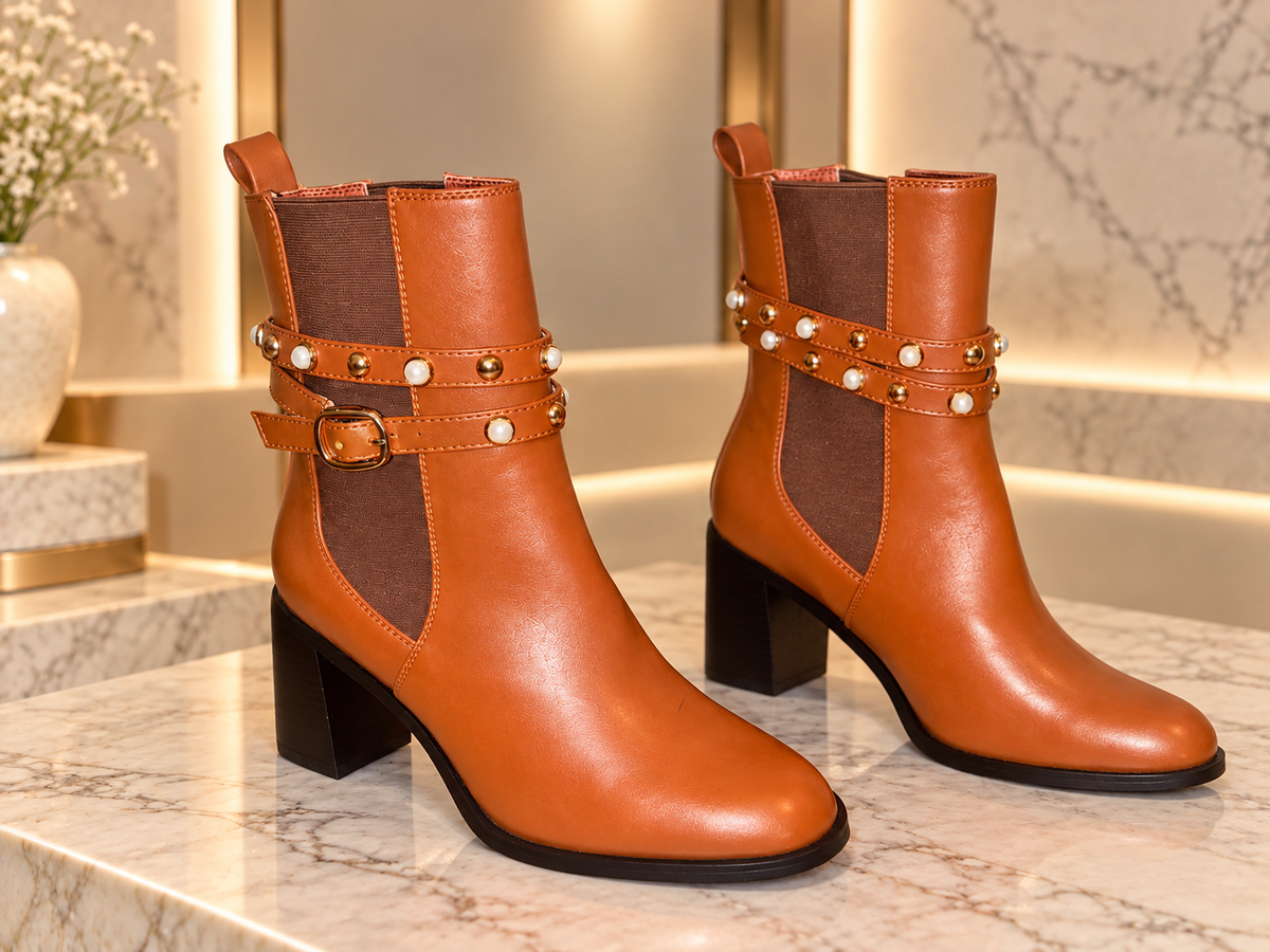 Espresso Pearl Stud Booties