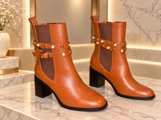 Espresso Pearl Stud Booties