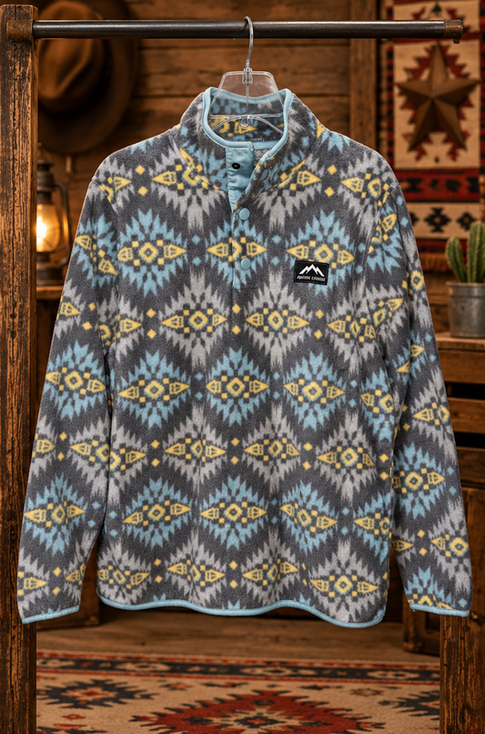 Desert Sky Southwestern Fleece Pullover – Gray Multi