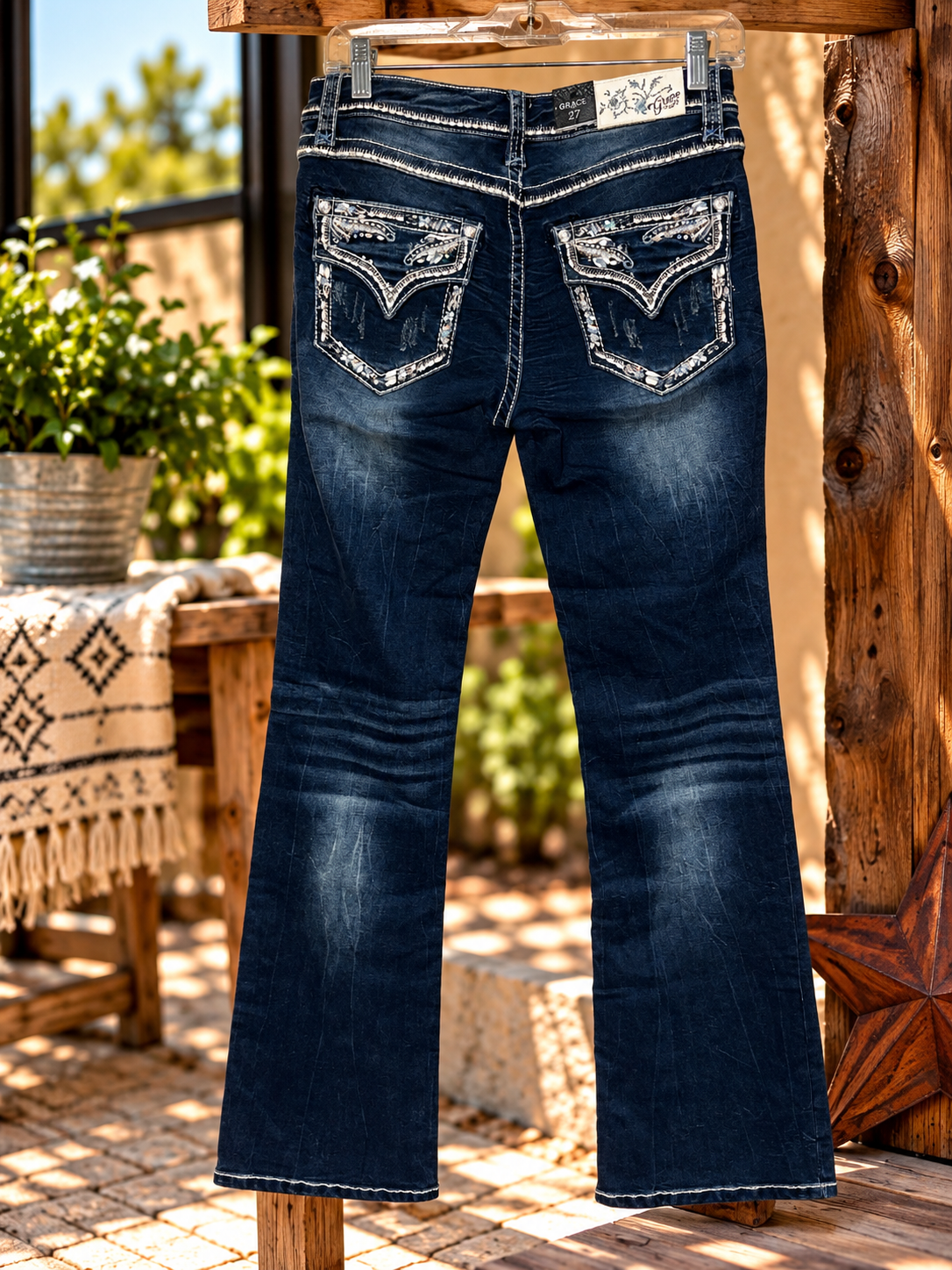 Grace in LA Rhinestone Embellished Bootcut Jeans