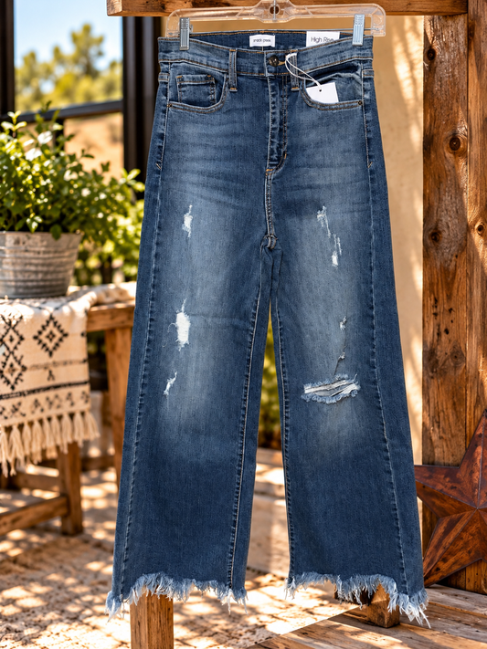 Sneak Peek High Rise Distressed Wide Leg Jeans