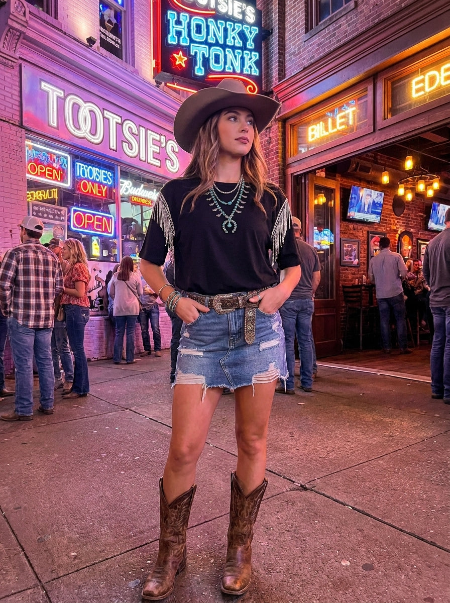 Rhinestone Fringe Top