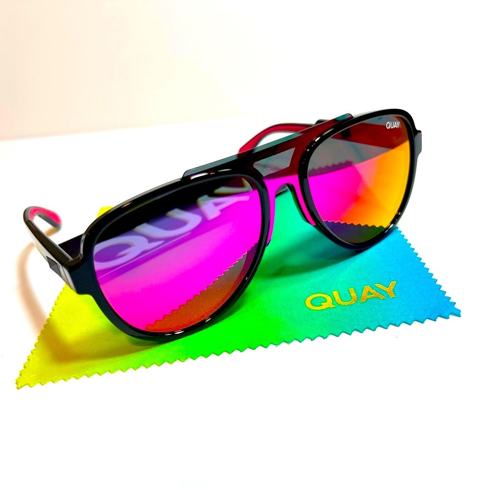 QUAY Wild Card Black Polarized Iridescent Sunglasses