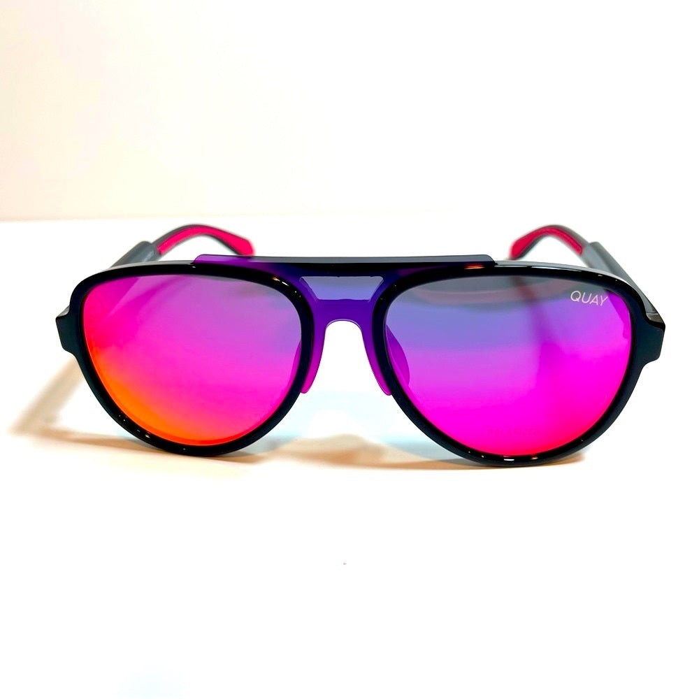 QUAY Wild Card Black Polarized Iridescent Sunglasses