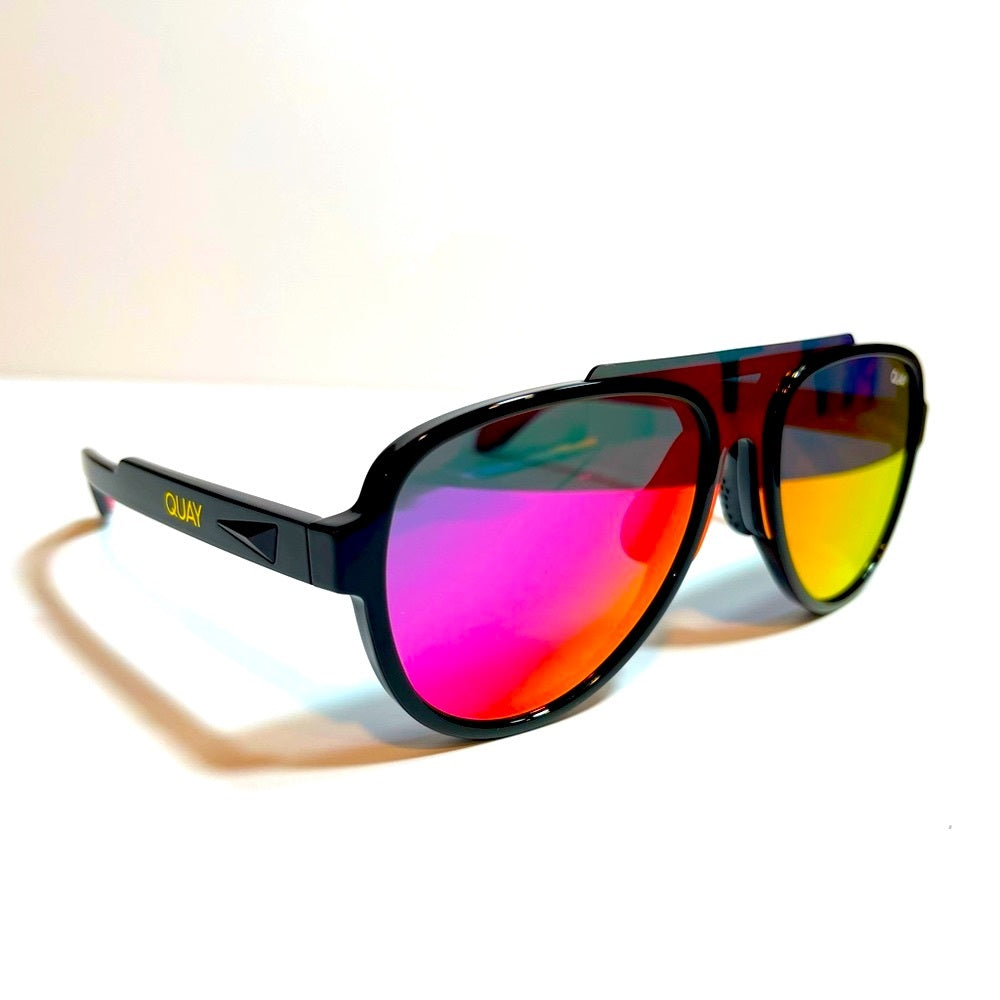 QUAY Wild Card Black Polarized Iridescent Sunglasses