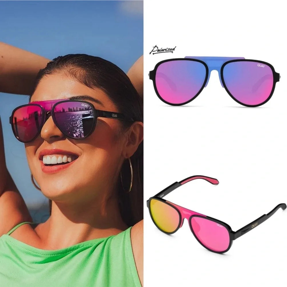 QUAY Wild Card Black Polarized Iridescent Sunglasses