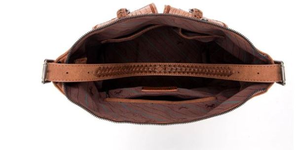 Conceal Carry Croc-Embossed Front Pockets Cognac Brown Tote Bag