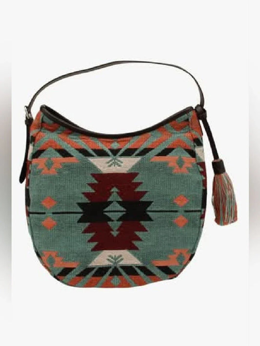 Nocona Sandra Tapestry Southwestern Conceal Carry Turquoise Satchel Hobo Bag