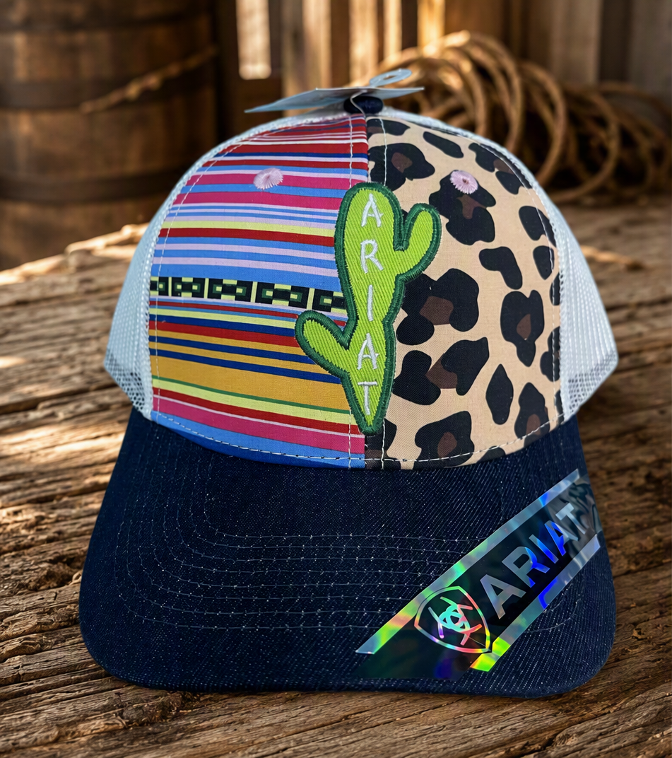 Ariat Colorblock Cactus Serape Cheetah Trucker Hat