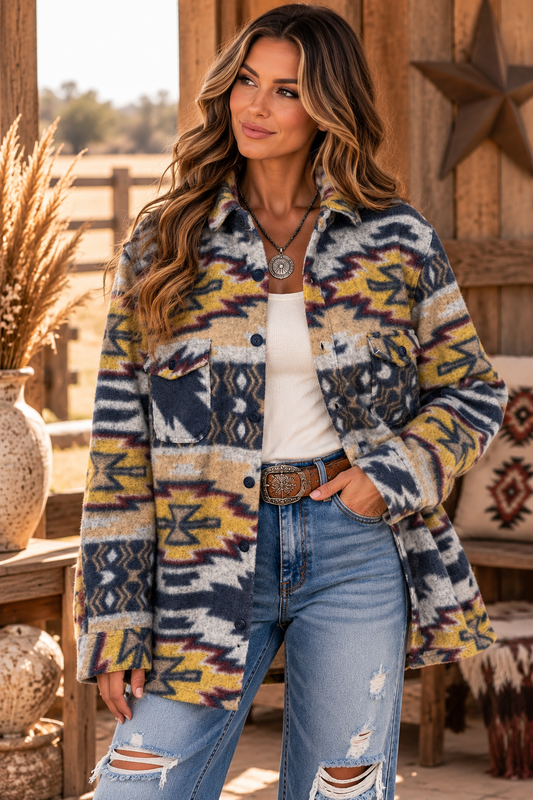 Midnight Mesa Southwestern Shacket
