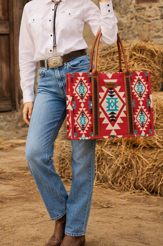 Wrangler Montana West Red Rock Aztec Canvas Tote