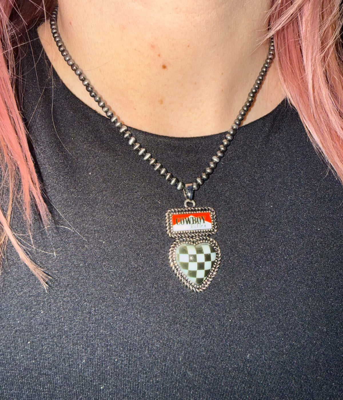 Checkered Heart Cowboy Killer Necklace