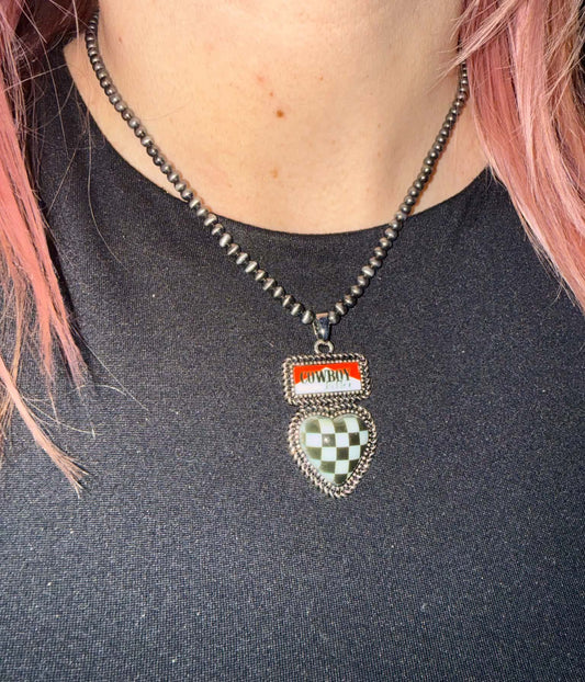 Checkered Heart Cowboy Killer Necklace