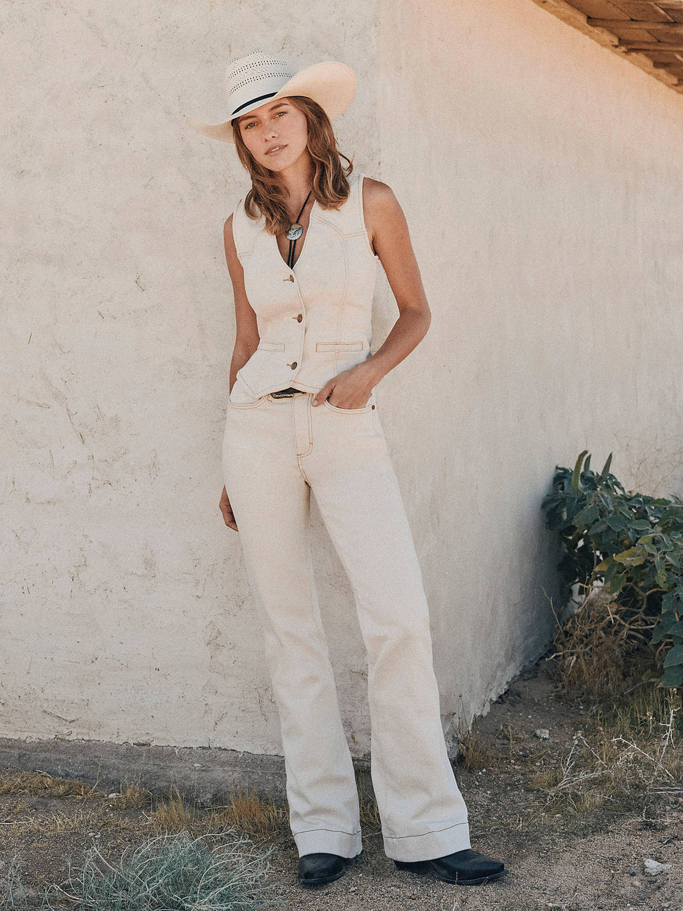 Wrangler Bailey High Rise Cream Trousers