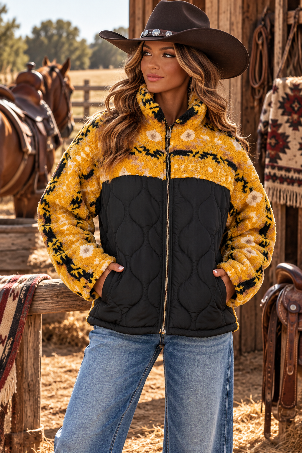 Golden Hour Quilted Sherpa Jacket