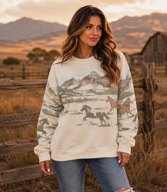 Wild Range Horse Print Sweatshirt